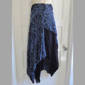 La Luna Loca Blue & Black Layered Handkerchief Skirt XXL